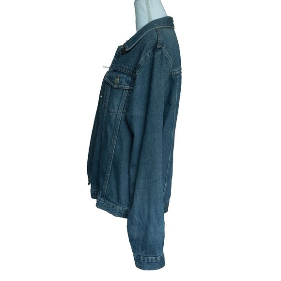 Vintage 90s Oversized Jean Jacket Long Slouchy Faded Blue Denim Trucker jacket - Picture 3 of 10